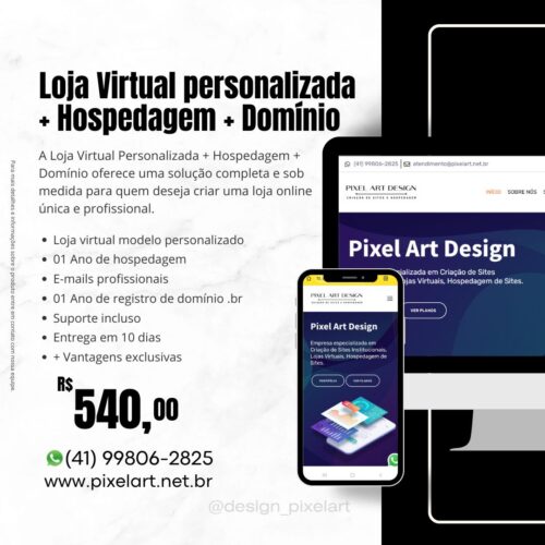 Loja Virtual Personalizada + Hospedagem + Domínio