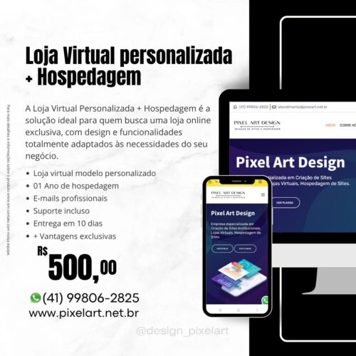Loja Virtual Personalizada + Hospedagem (Sem Domínio)