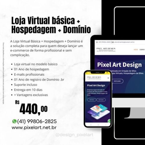 Loja virtual básica+hospedagem+domínio